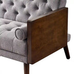 Divano in tessuto trapuntato Mid-Century Modern con gambe in legno