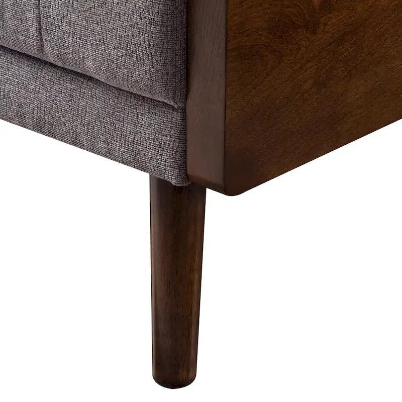 Divano in tessuto trapuntato Mid-Century Modern con gambe in legno
