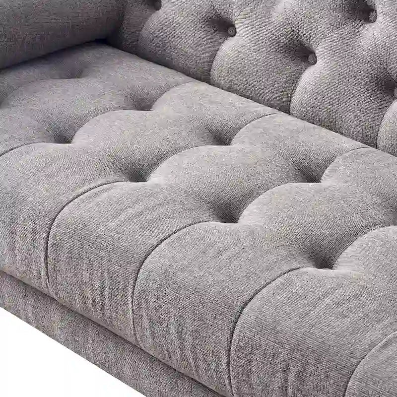 Divano in tessuto trapuntato Mid-Century Modern con gambe in legno