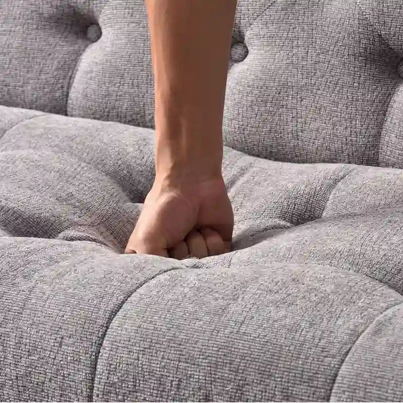 Divano in tessuto trapuntato Mid-Century Modern con gambe in legno