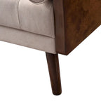 Divano in tessuto trapuntato Mid-Century Modern con gambe in legno