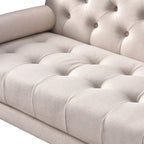 Divano in tessuto trapuntato Mid-Century Modern con gambe in legno
