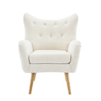 Poltrona club tufted con schienale ad alette Bouclé mandorla