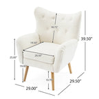 Poltrona club tufted con schienale ad alette Bouclé mandorla