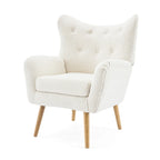 Poltrona club tufted con schienale ad alette Bouclé mandorla