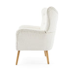 Poltrona club tufted con schienale ad alette Bouclé mandorla