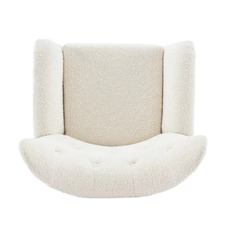 Poltrona club tufted con schienale ad alette Bouclé mandorla