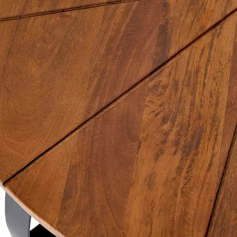Tavolino da caffè rotondo industriale moderno con piano in legno di mango
