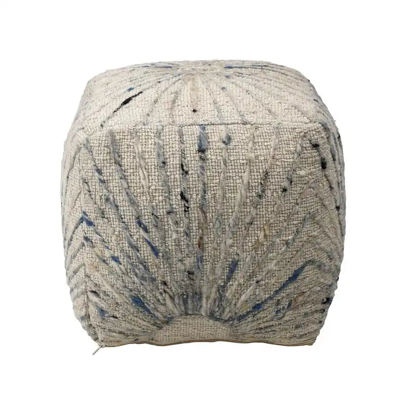Pouf in lana e cotone intrecciato a mano - Avorio
