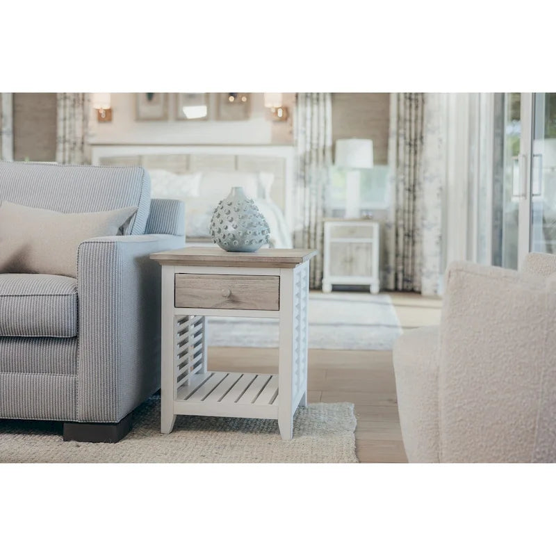 Tavolino con piano in legno grigio