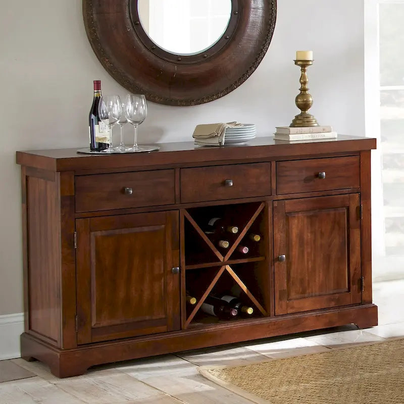 Credenza/Mobile Buffet in Ciliegio Marrone con Portabottiglie