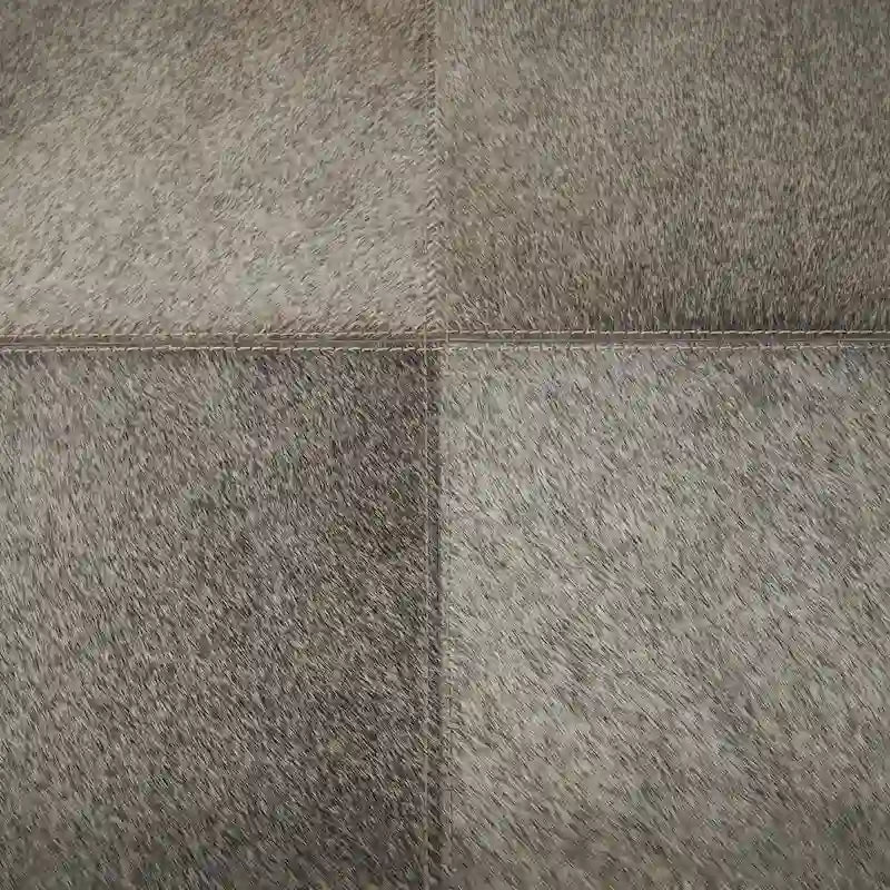 Tavolino d'appoggio laterale con vassoio in pelle e gambe e maniglie diagonali argentate - Grigio